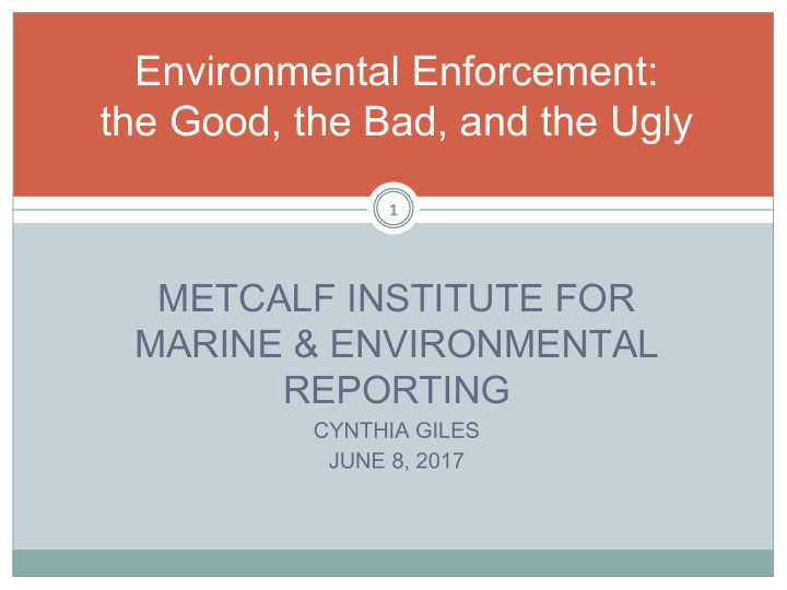 environmental enforcement the good the bad and the ugly