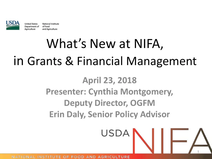 what s new at nifa