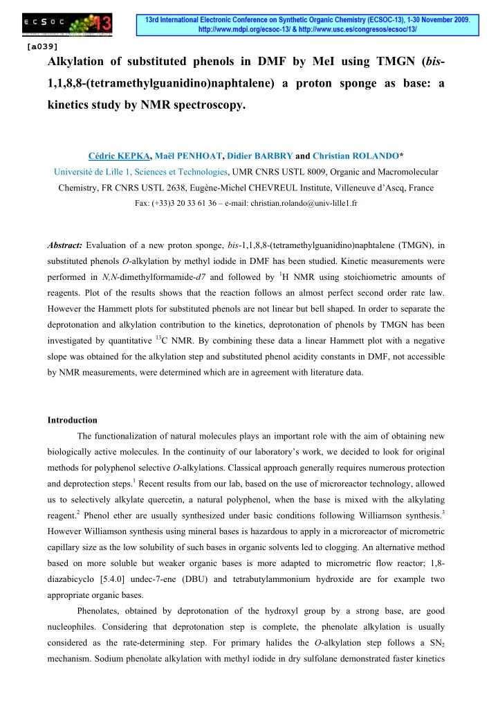 alkylation of substituted phenols in dmf by mei using