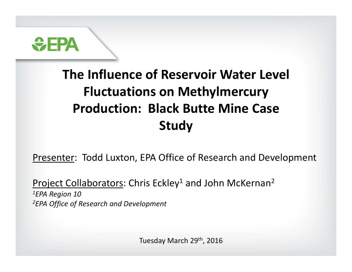 the influence of reservoir water level fluctuations on
