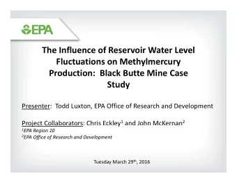 The Influence of Reservoir Water Level Fluctuations on Methylmercury Production: Black Butte Mine
