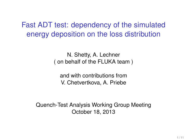 fast adt test dependency of the simulated energy