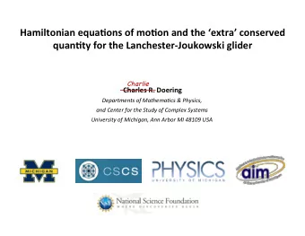Hamiltonian equa-ons of mo-on and the extra conserved  quan-ty for the Lanchester-Joukowski