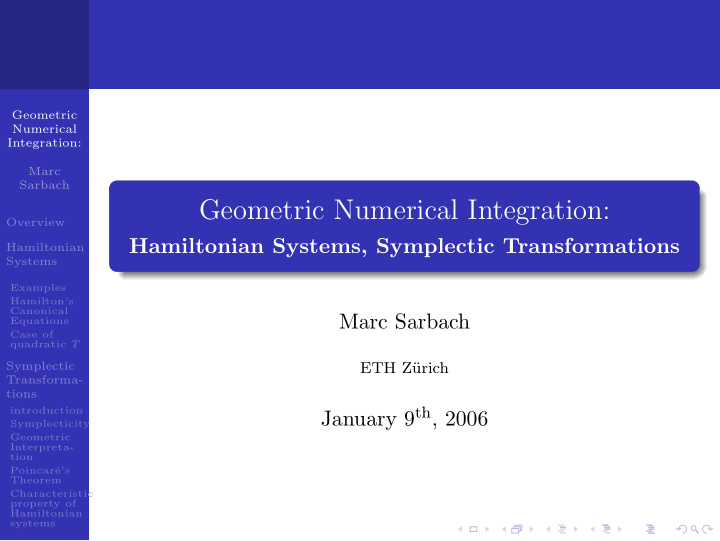 geometric numerical integration