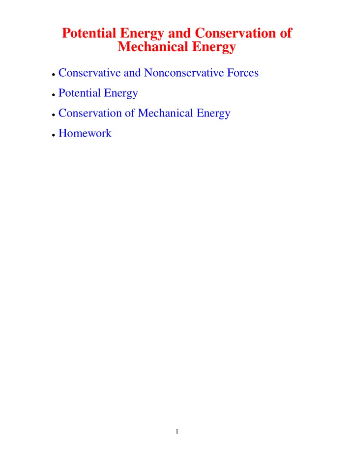 potential energy and conservation of mechanical energy