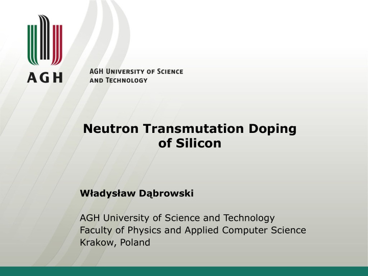 neutron transmutation doping of silicon