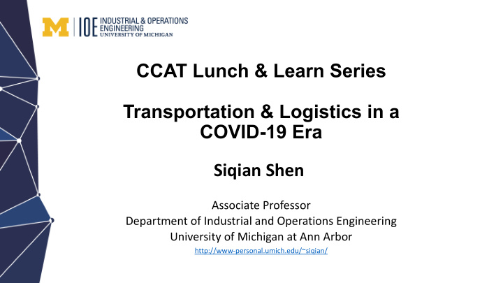 ccat lunch learn series transportation logistics in a