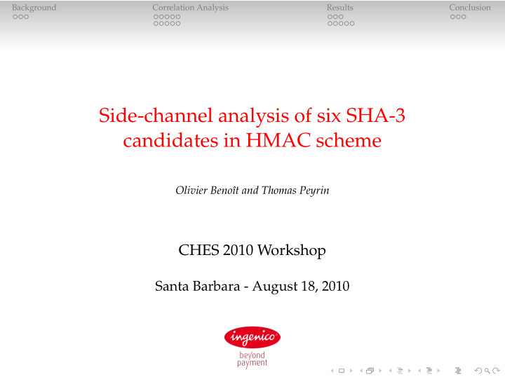 side channel analysis of six sha 3 candidates in hmac