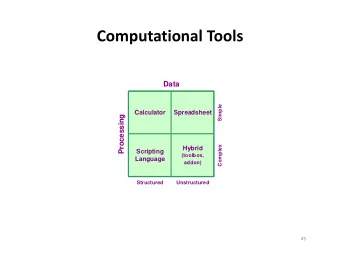 Computational Tools  Data  Simple  Calculator  Spreadsheet  Processing  Complex  Hybrid  Scripting