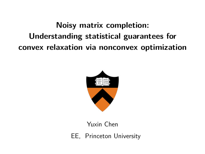noisy matrix completion understanding statistical