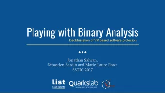 Playing with Binary Analysis  Deobfuscation of VM based software protection  Jonathan Salwan,