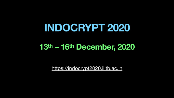 indocrypt 2020