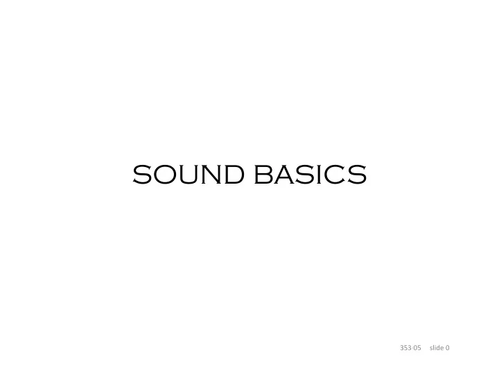 sound basics