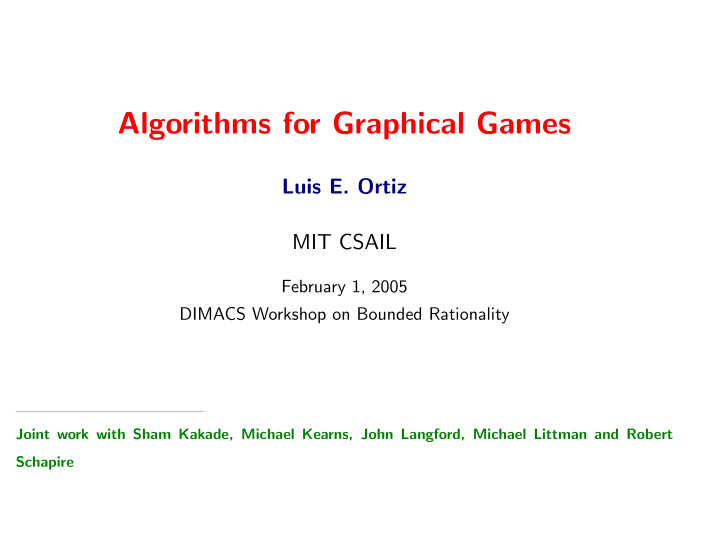 algorithms for graphical games