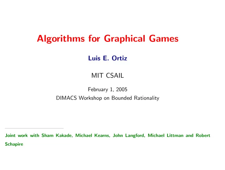 algorithms for graphical games
