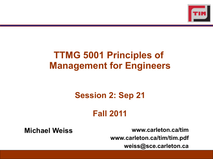 ttmg 5001 principles of management for engineers