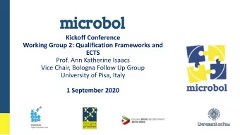 microbol  Kickoff Conference  Working Group 2: Qualification Frameworks and  ECTS  Prof. Ann