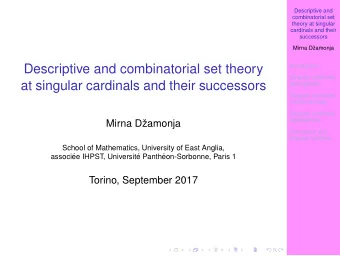 Descriptive and combinatorial set theory  Introduction  Singular cardinals,  at singular cardinals