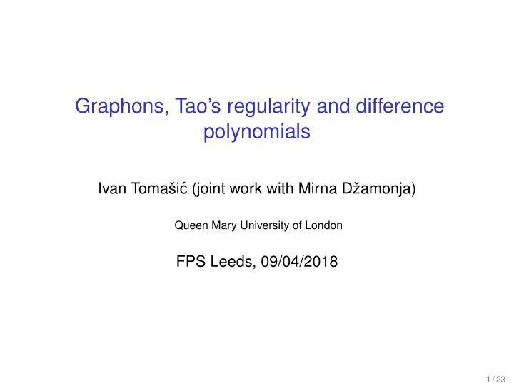 graphons tao s regularity and difference polynomials