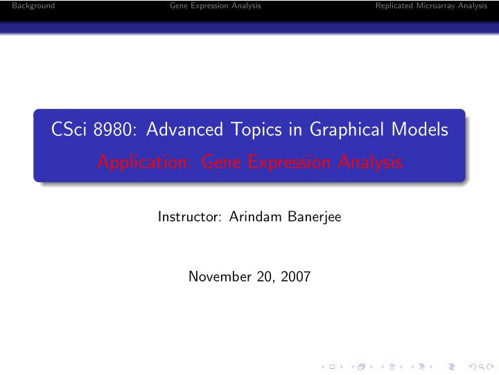 csci 8980 advanced topics in graphical models application