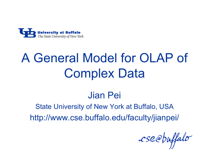 a general model for olap of complex data