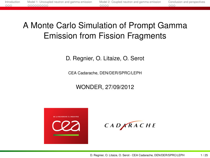 a monte carlo simulation of prompt gamma emission from