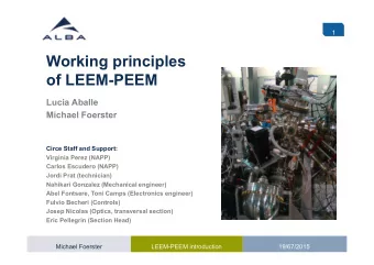 Working principles  of LEEM-PEEM  Lucia Aballe  Michael Foerster  Circe Staff and Support: