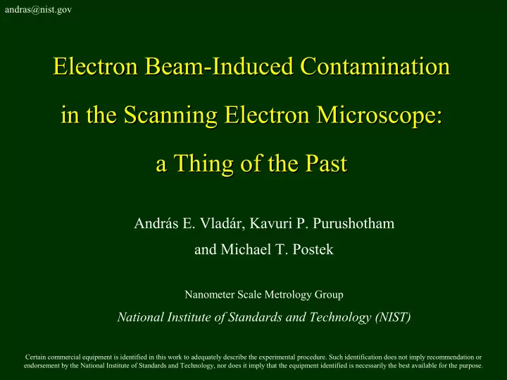 electron beam induced contamination electron beam induced