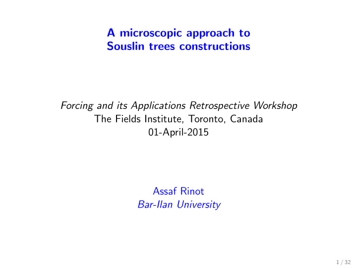 a microscopic approach to souslin trees constructions