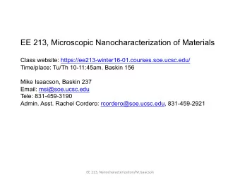 EE 213, Microscopic Nanocharacterization of Materials  Class website: