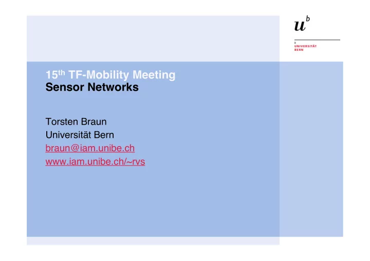 15 th tf mobility meeting sensor networks