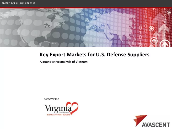 key export markets for u s defense suppliers