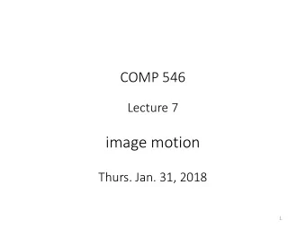 image motion  Thurs. Jan. 31, 2018  1  Time varying images  (XYT)