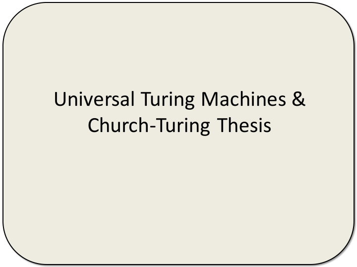 universal turing machines church turing thesis tm recap