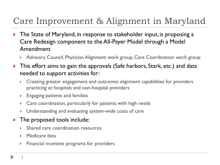 care improvement alignment in maryland