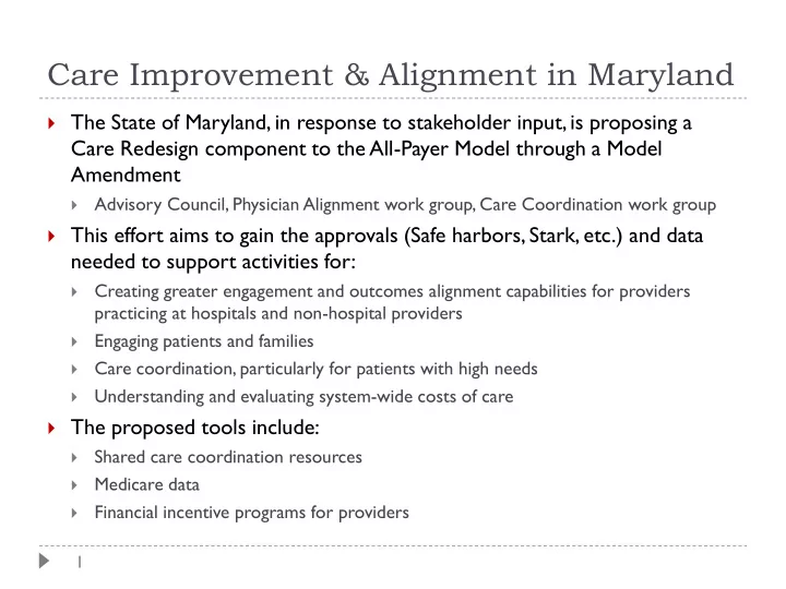 care improvement alignment in maryland