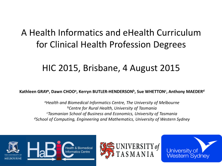 a health informatics and ehealth curriculum