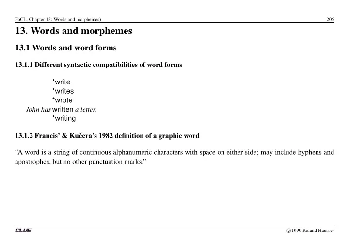 13 words and morphemes