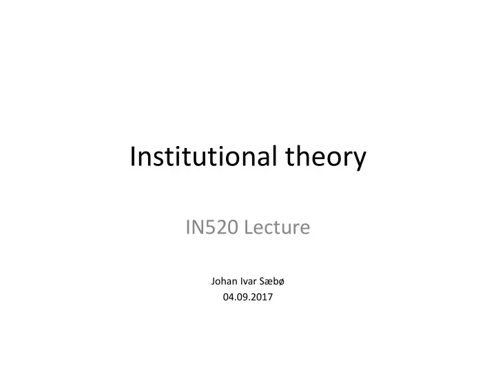 institutional theory