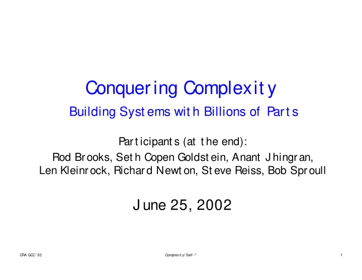 conquering complexit y