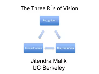 The Three R  s of Vision  Recognition  Reconstruction  Reorganization  Jitendra Malik  UC