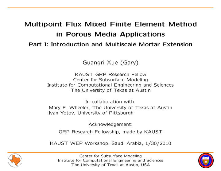 multipoint flux mixed finite element method in porous