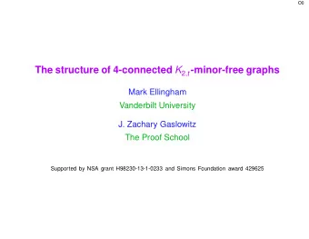 The structure of 4-connected K 2, t -minor-free graphs  Mark Ellingham  Vanderbilt University  J.