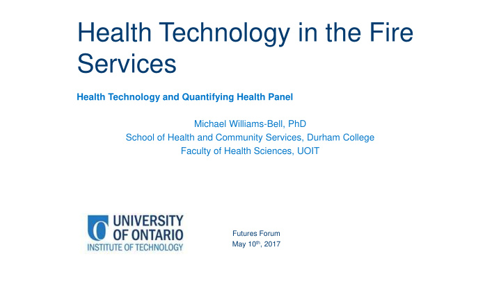 health technology in the fire services