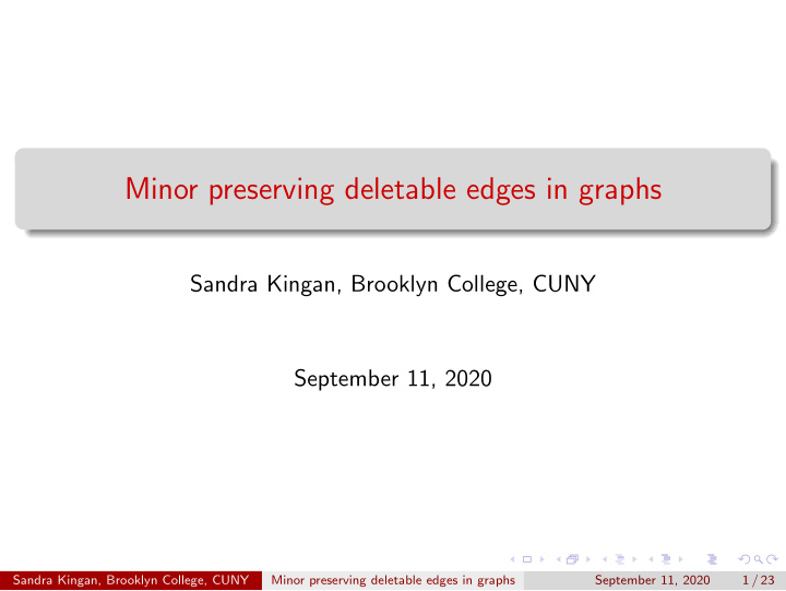 minor preserving deletable edges in graphs