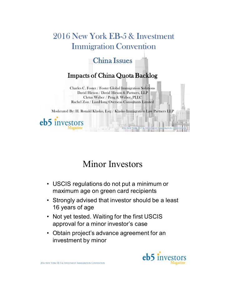 minor investors