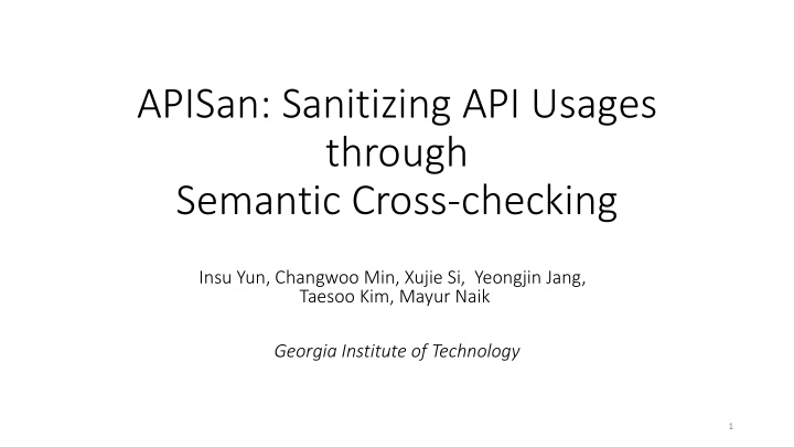apisan sanitizing api usages through semantic cross