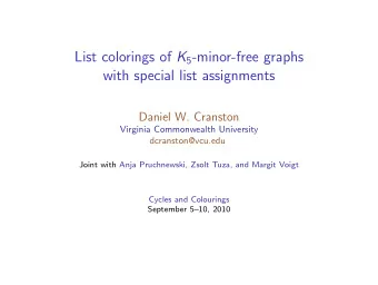 List colorings of K 5 -minor-free graphs  with special list assignments  Daniel W. Cranston