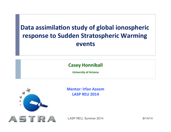data assimila on study of global ionospheric response to