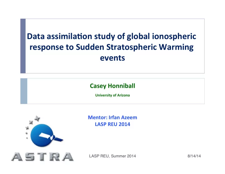 data assimila on study of global ionospheric response to